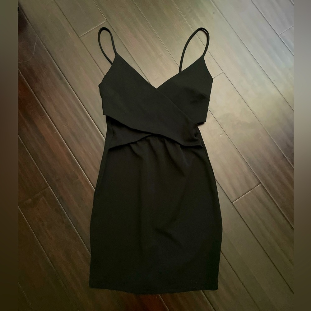 Blue blush black mini dress